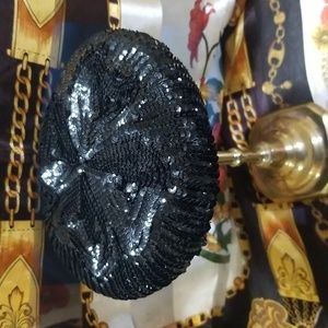 Vintage black sequin hat